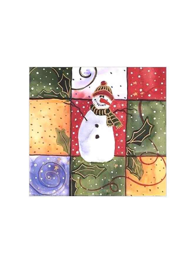 Decorative Printed Wall Poster White/Green/Red 23x23cm