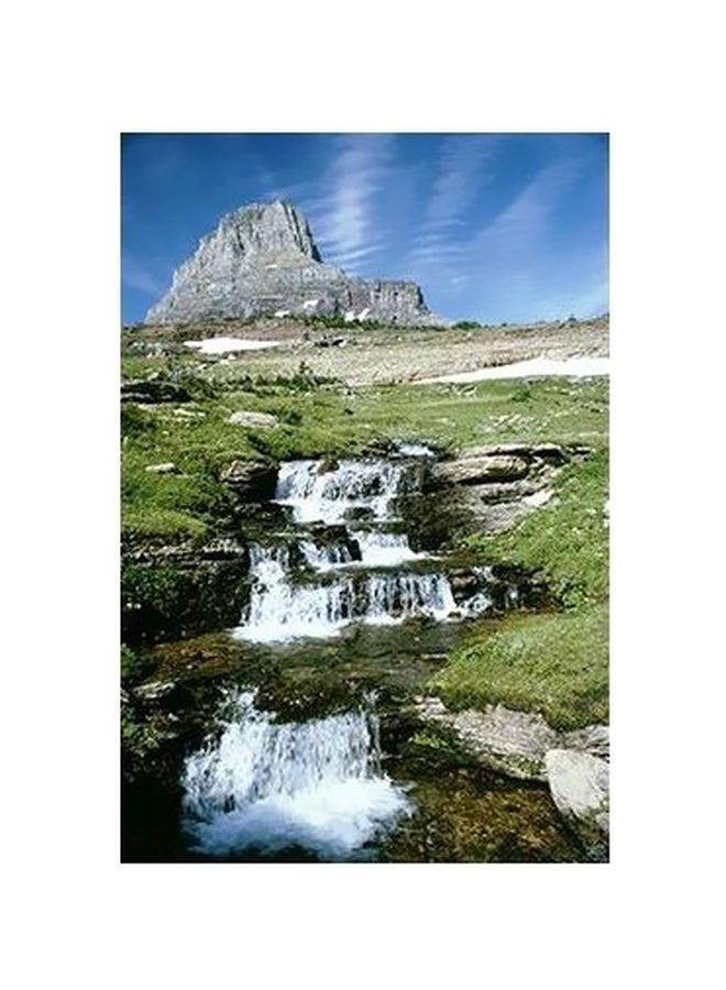 Decorative Wall Poster Green/White/Orange 45x31cm