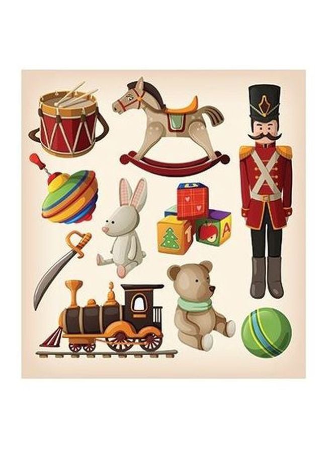 Decorative Wall Poster Beige/Red/Green 23x23cm