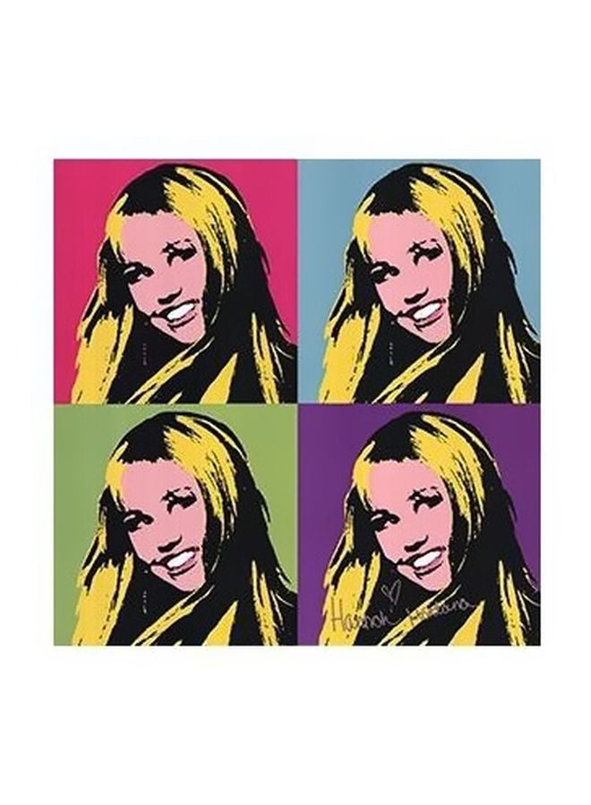 Decorative Wall Poster With Frame Pink/Grey/Yellow 32x32cm