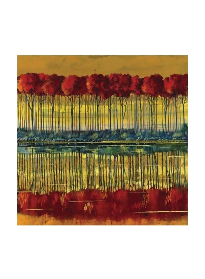لوحة فنية بإطار لديكور الحائط أحمر / أصفر / أخضر 47x47سم