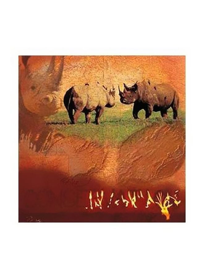 فوتو بلوك قطعة فنية لديكور الحائط بني/أخضر/أصفر 23x23سم