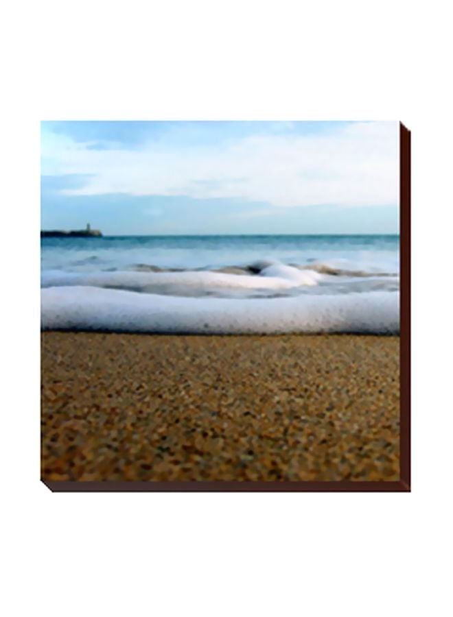 Decorative Wall Poster With Frame Brown/White/Blue 34x34cm