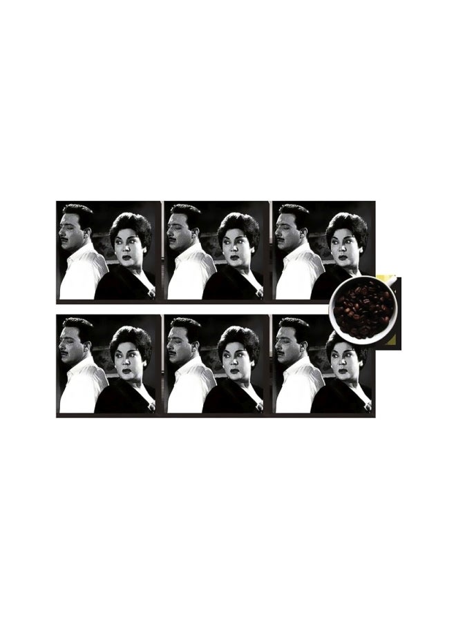 طقم حاملات أكواب مطبوعة مكون من 6 قطع متعدد الألوان 7x7سم