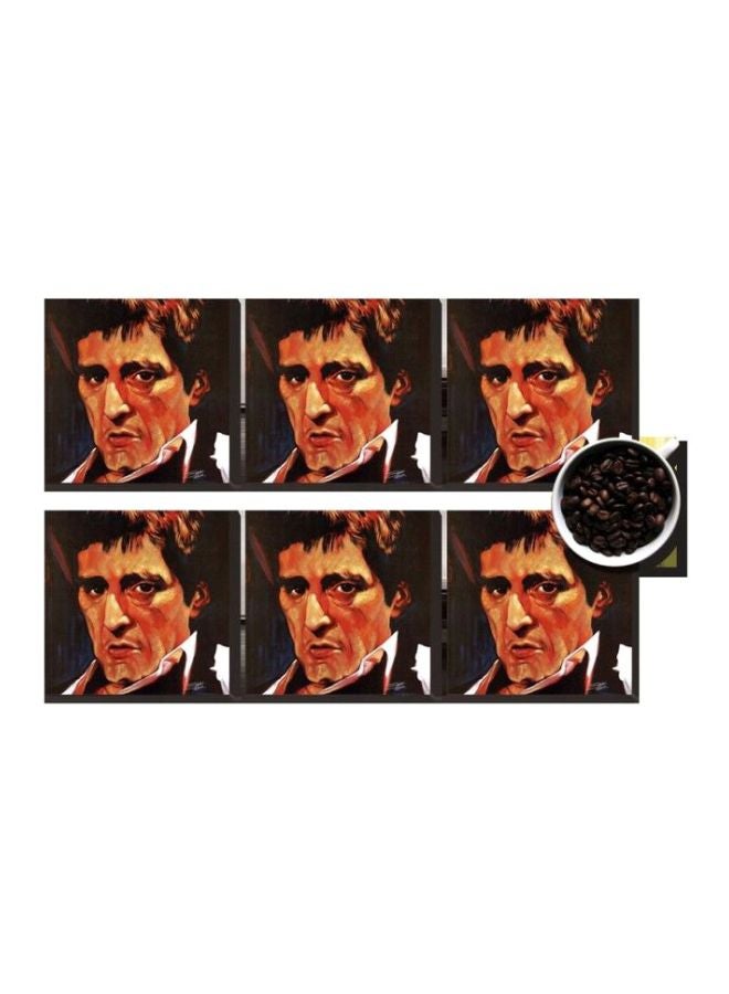 طقم قاعدة الأكواب 6 قطع متعدد الألوان 7x7سم