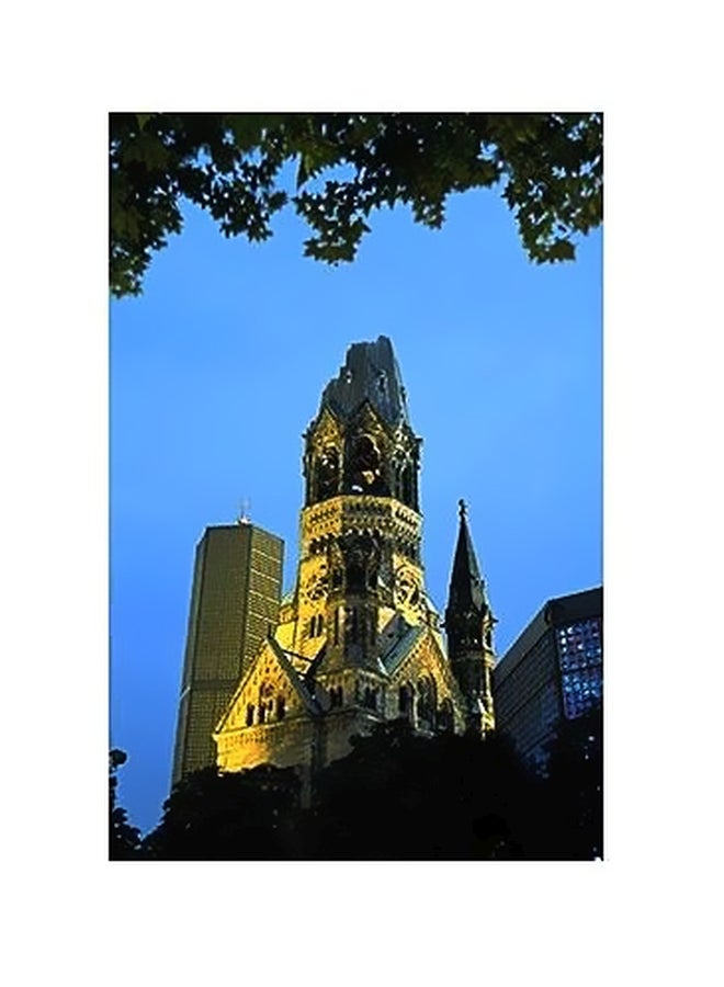 Decorative Wall Poster Blue/Yellow/Green 45x31cm