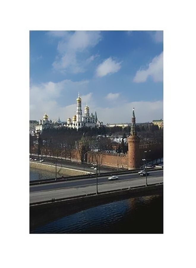 بوستر حائط للتزيين أزرق/أبيض/بني 45x31سم