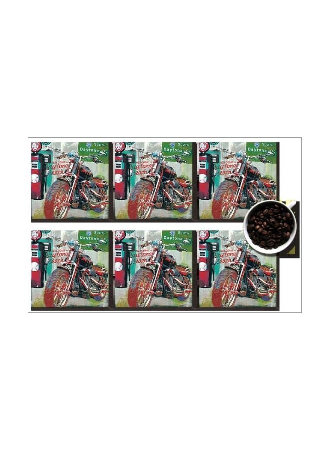 طقم حاملات أكواب مطبوعة مكون من 6 قطع متعدد الألوان 7x7سم