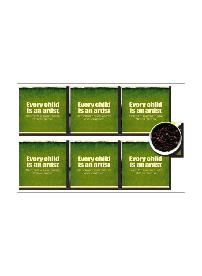 طقم حاملات أكواب مطبوعة مكون من 6 قطع أبيض/أسود/رمادي 7x7سم