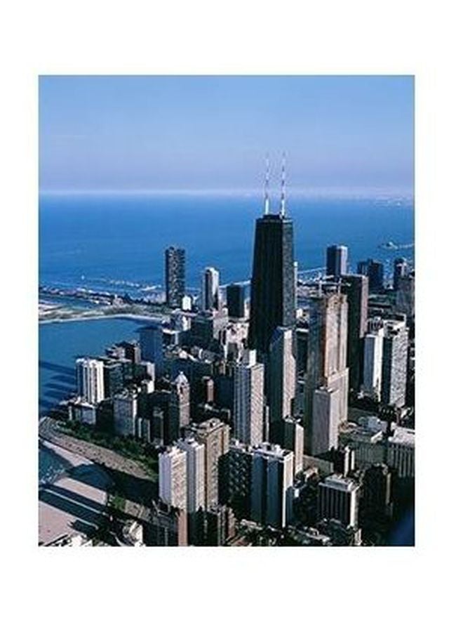 Decorative Wall Poster Blue/White/Grey 45x31cm