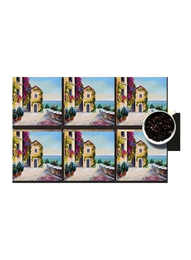 طقم حاملات أكواب مطبوعة مكون من 6 قطع متعدد الألوان 7x7سم