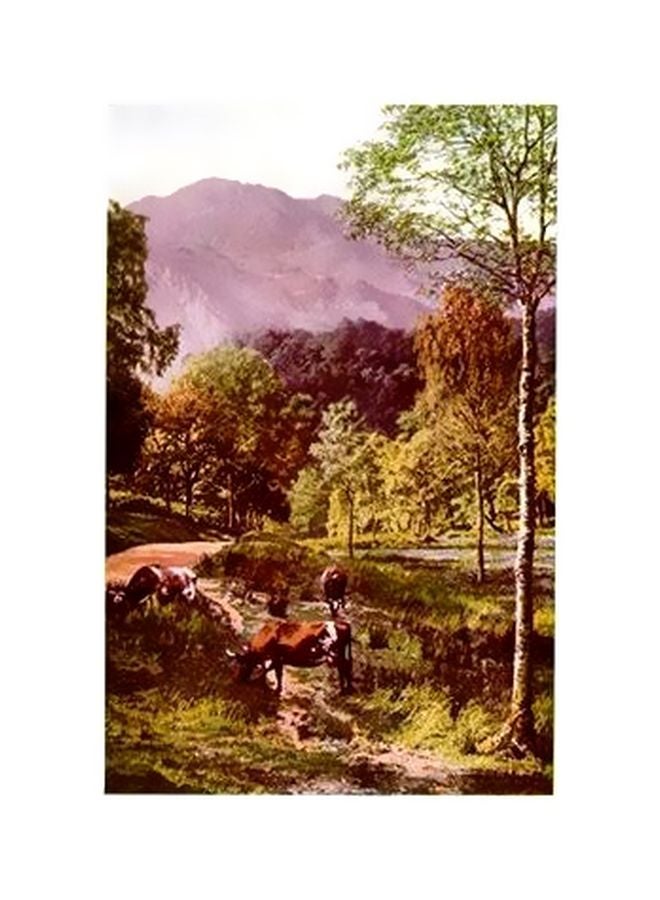 Decorative Wall Poster Green/Grey/Brown 40x60cm