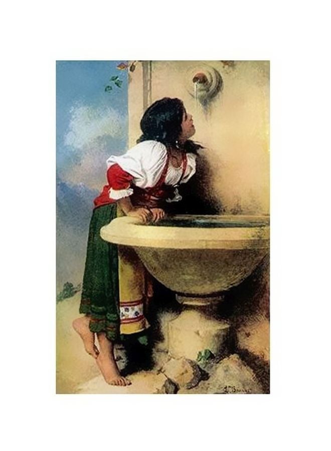 فوتو بلوك لوحة فنية لديكور الحائط بيج/أخضر/أزرق 45x31سم