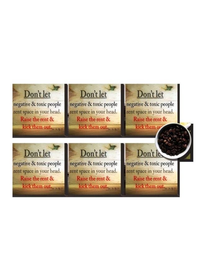 طقم قواعد أكواب مزنة بطبعات مؤلف من 6 قطع أزرق/أحمر/بيج 7x7سم