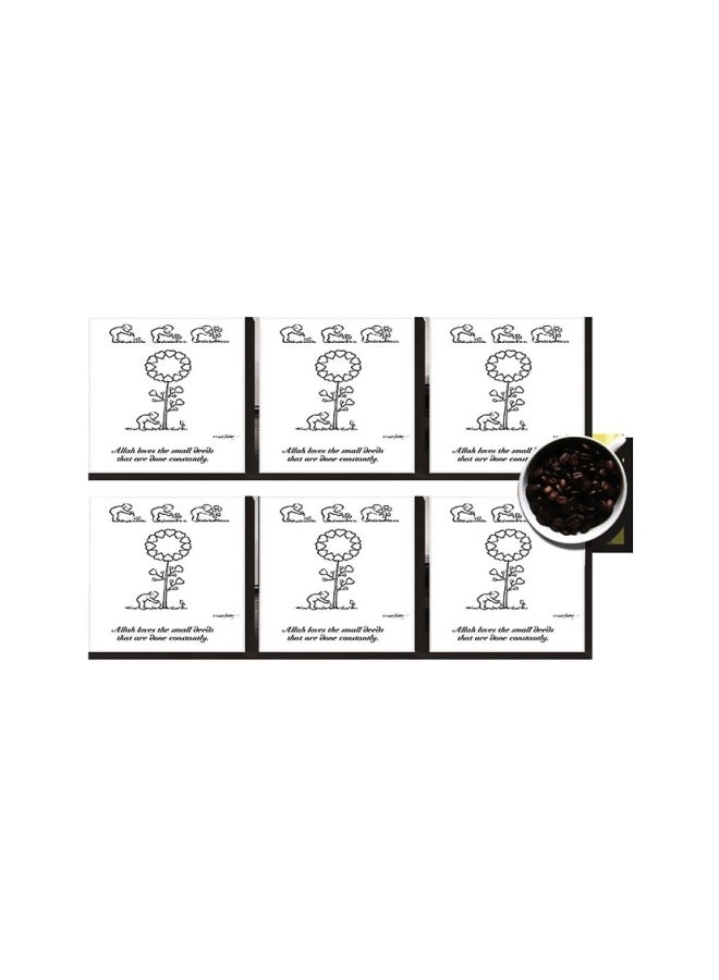 6-Piece Coaster Set White/Black 7x7cm