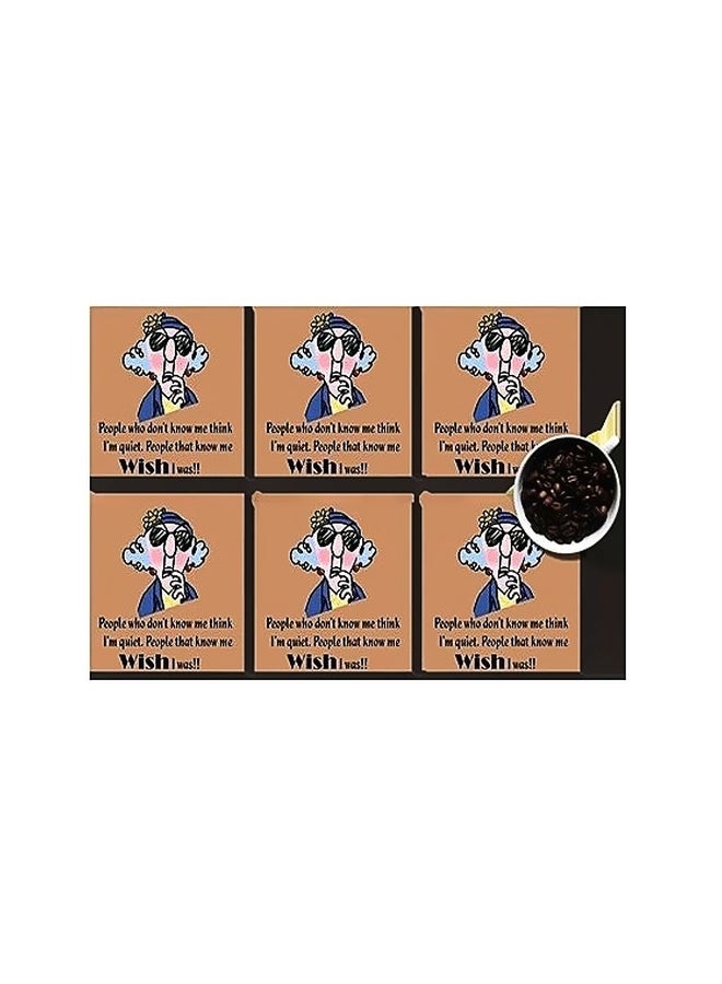 طقم قواعد أكواب مزنة بطبعات مؤلف من 6 قطع متعدد الألوان 7x7سم