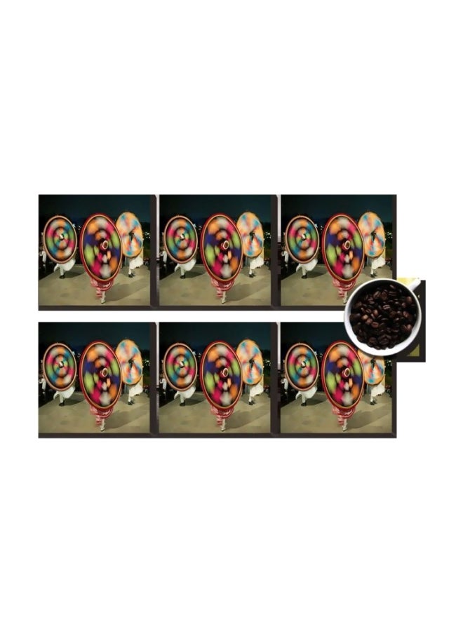 طقم من 6 قطع من قواعد الأكواب للزينة الأسود/ الوردي/ الأزرق 7x7سم