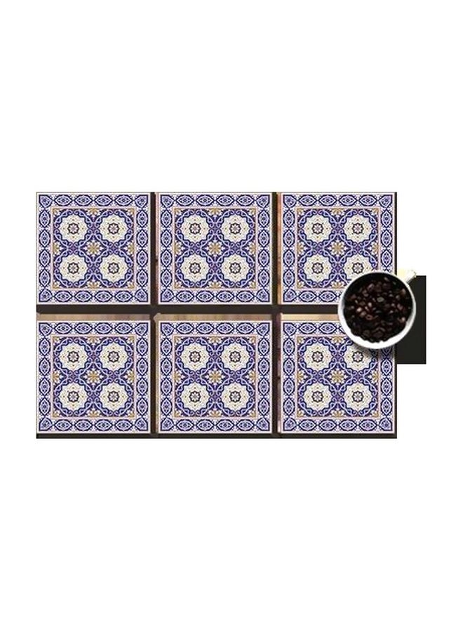 فوتو بلوك طقم من 6 قطع من قواعد الأكواب للزينة أزرق/أبيض/ بيج 7x7سم