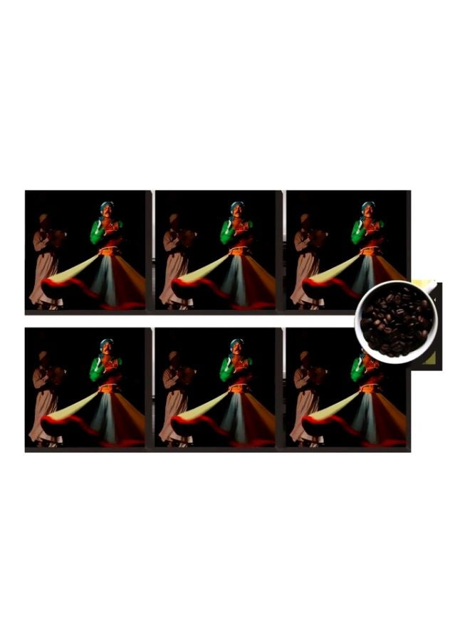 6-Piece Coaster Set Black/Green 7x7cm