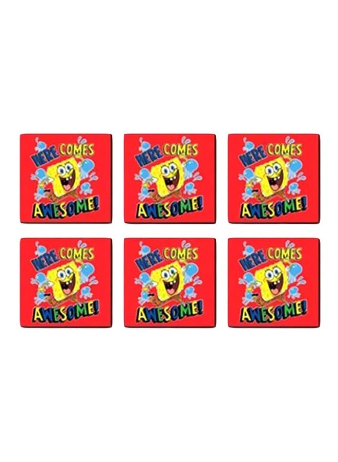 6-Piece Decorative Coasters Red/Yellow 7x7cm