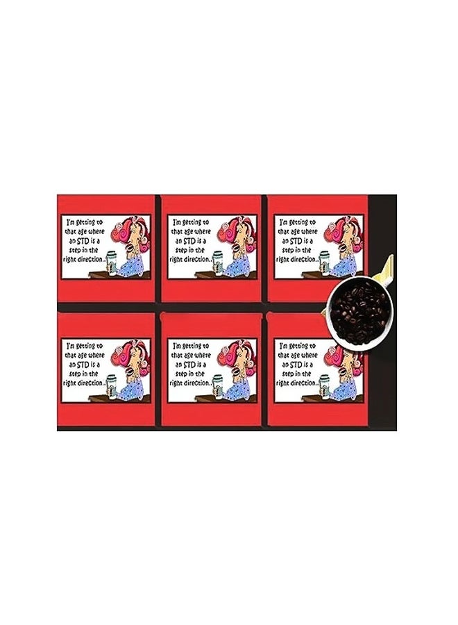 6-Piece Coaster Set Red/White 7x7cm