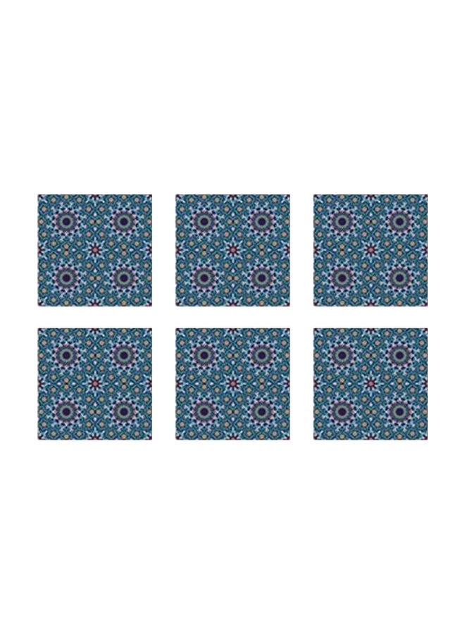 6-Piece Coaster Set Blue/White/Yellow 7x7cm