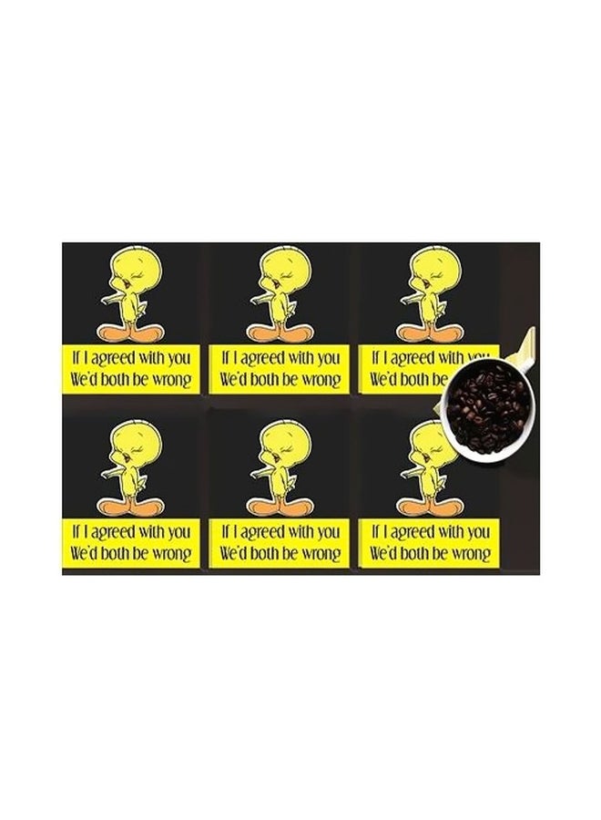 طقم من 6 قطع من قواعد الأكواب للزينة أسود/ أصفر 7x7سم