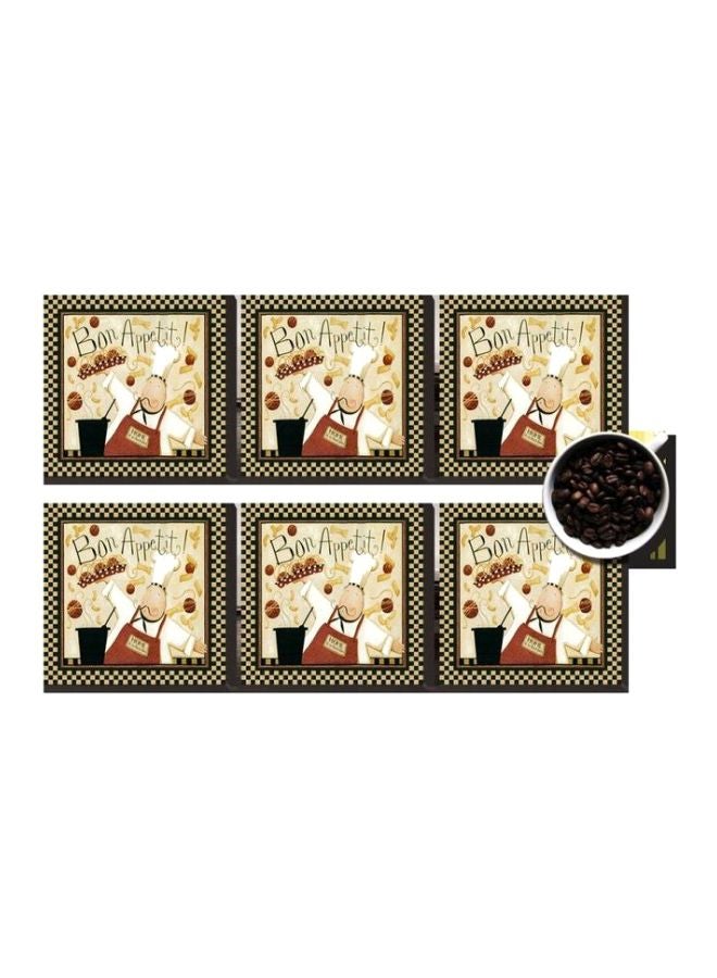 طقم قاعدة الأكواب 6 قطع بيج/أحمر/أبيض 7x7سم