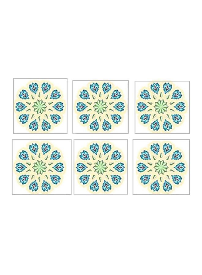 6-Piece Decorative Coasters Blue/Yellow 7x7cm
