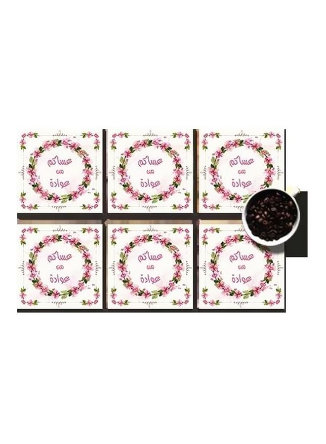 طقم قاعدة الأكواب 6 قطع متعدد الألوان 7x7سم