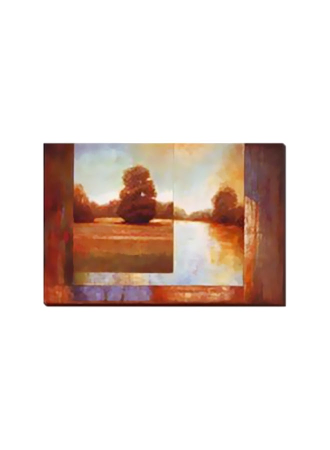 Photo Block Decorative Wall Painting With Frame Blue/Brown/White 54x34cm 