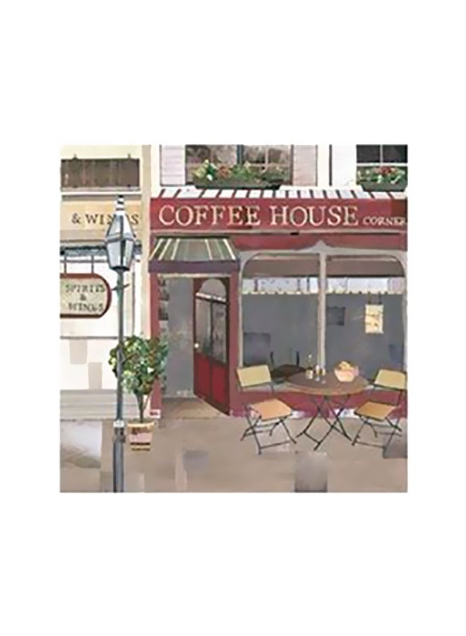 بوستر حائط للتزيين أحمر / بيج 32x32سم