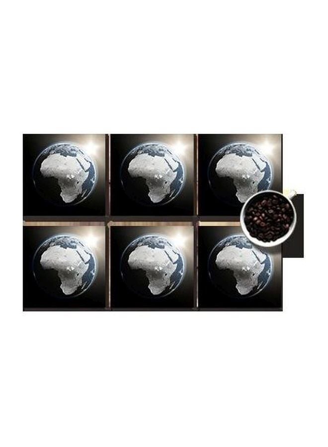 طقم قاعدة الأكواب 6 قطع أسود / أبيض / أزرق 7x7سم