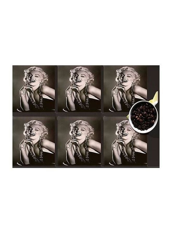 طقم قاعدة الأكواب 6 قطع أسود/ أبيض/ رمادي 7x7سم