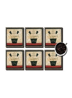 6-Piece Coaster Set Beige/Black/Red 7x7cm