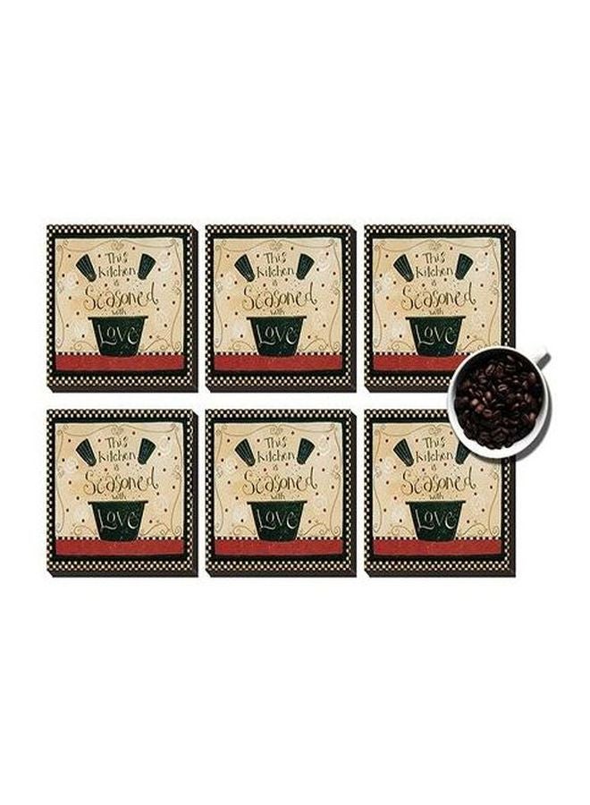 PHOTOBLOCK - 6-Piece Coaster Set Beige/Black/Red 7x7cm - Image 1