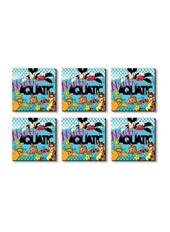 طقم قاعدة الأكواب 6 قطع أزرق/برتقالي/أحمر 7x7سم