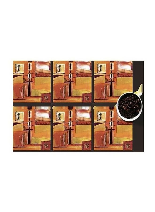 طقم من 6 قطع من قواعد الأكواب للزينة بني/ذهبي 7x7سم