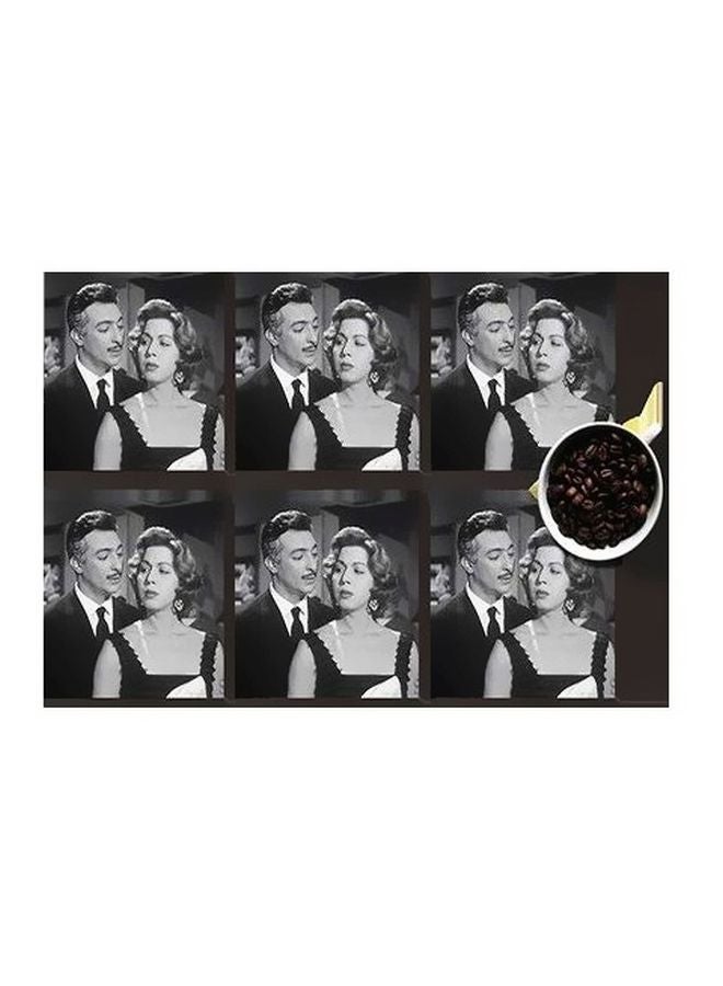 مجموعة حاملات أكواب للزينة - 6 قطع أسود/ رمادي 7x7سم