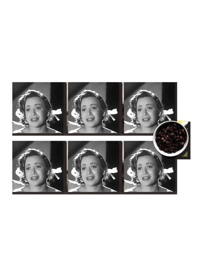 طقم من 6 قطع من قواعد الأكواب أسود/ أبيض 7x7سم