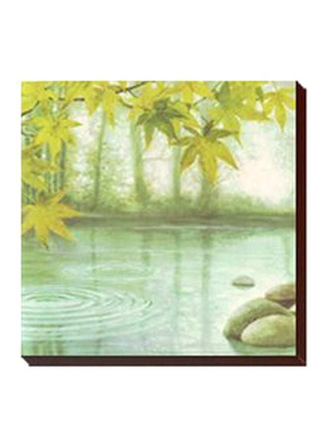 Photo Block Decorative Wall Painting With Frame Green/White/Yellow 24x24cm 