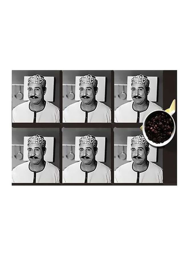 6-Piece Coasters Set Grey/White/Black 7x7cm