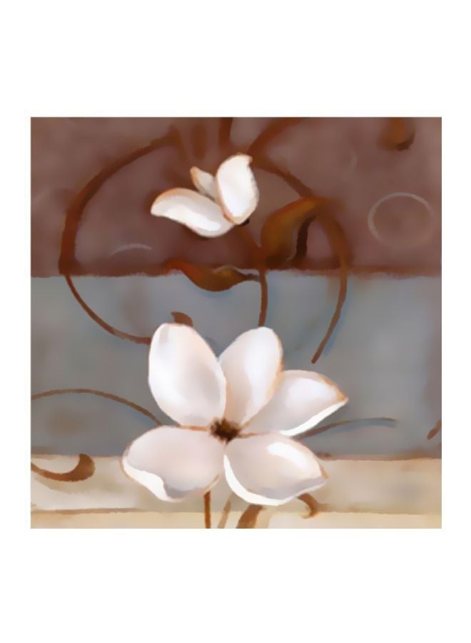 Decorative Wall Painting With Frame White/Brown/Grey 34x34cm