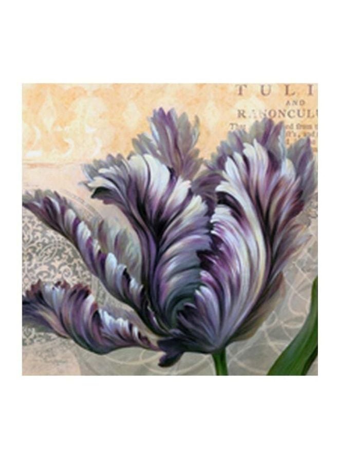 Photo Block Decorative Wall Painting With Frame Purple/White/Beige 34x34cm 