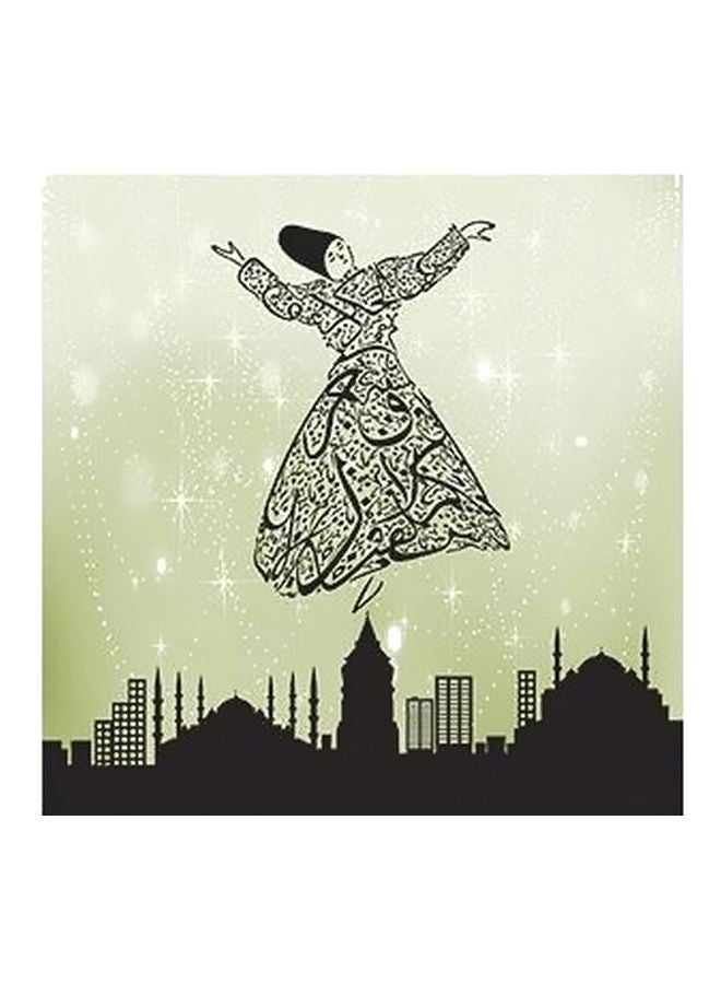 Decorative Wall Poster Green/Black/White 23x23cm