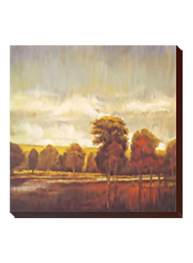 Decorative Wall Painting With Frame Brown/Yellow/Grey 34x34cm