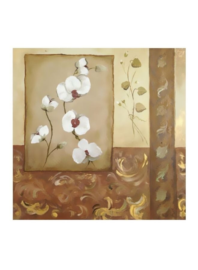 لوحة جدارية لتزيين الحائط مع إطار بيج/ أبيض/ أحمر 24x24سم