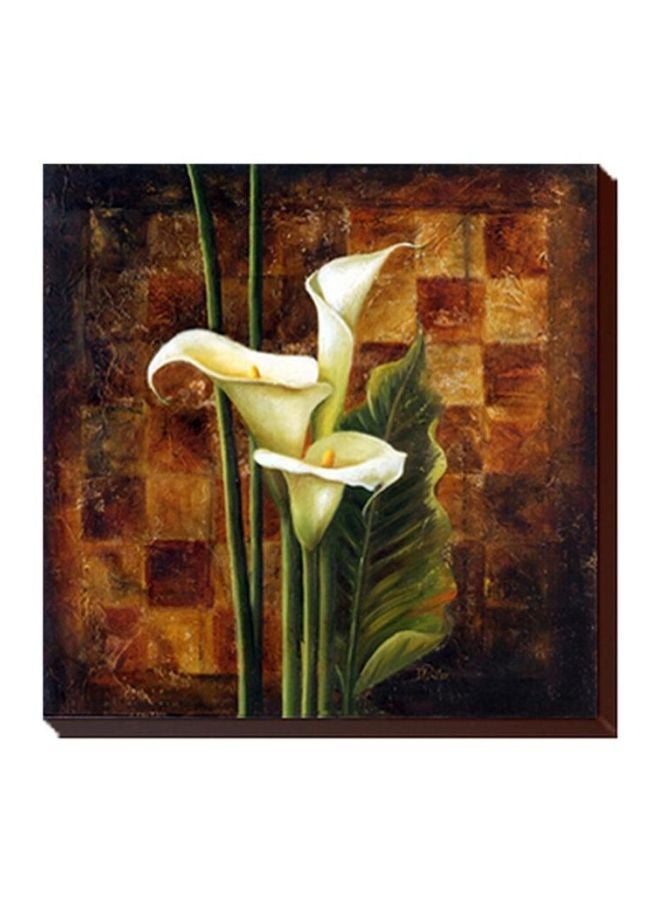 Decorative Wall Painting With Frame Brown/White/Green 34x24cm