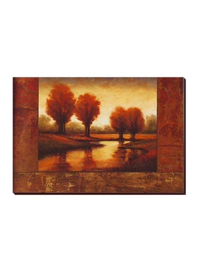 Decorative Wall Painting With Frame Brown/Yellow/Black