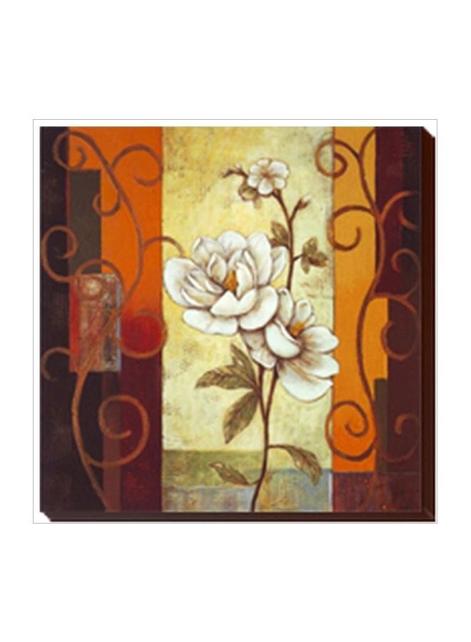 Decorative Wall Painting With Frame White/Orange/Brown